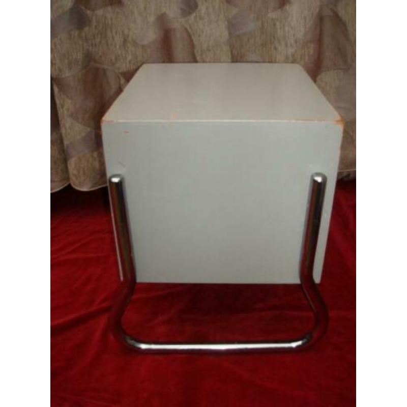 Vintage Retro Jaren 60 Hout/Chroom Nachtkastje Kastje
