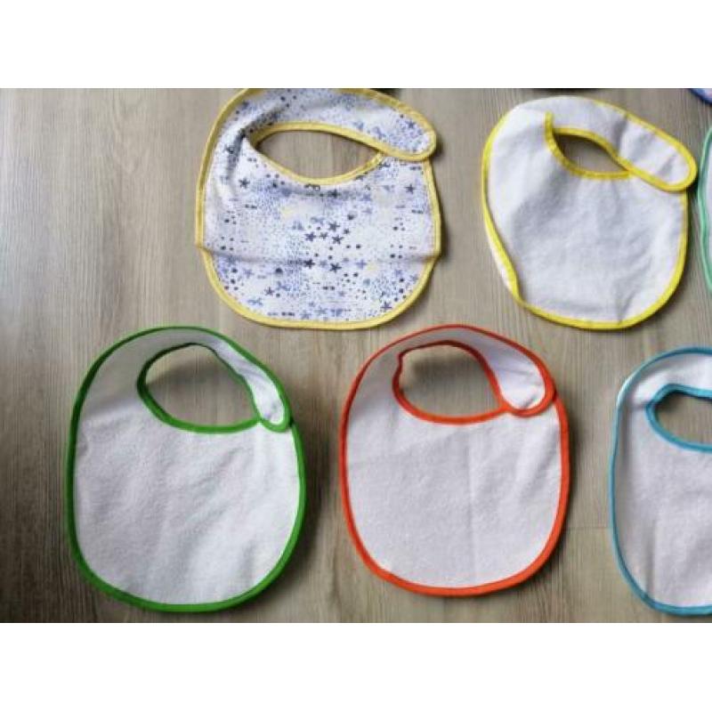 10 NIEUWE slabbetjes met plastic achterkant! Badstof+katoen