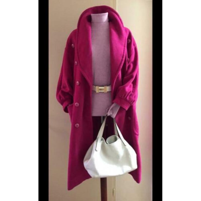 ESCADA 38 40 42 100% wollen mantel coat jas fuchsia roze