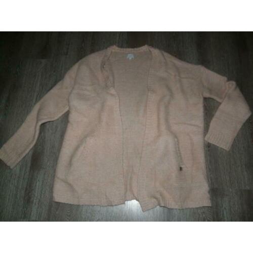 Voorjaar poederroze lang vest zakjes Opus maat L 40 42 44