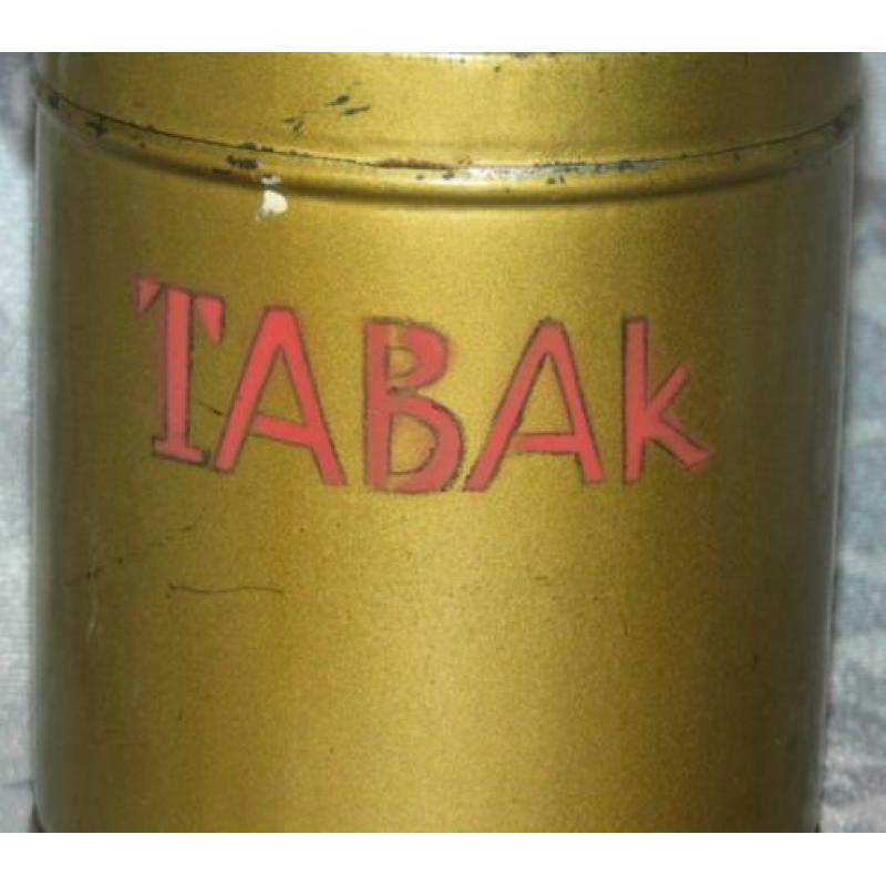 Oud goud kleurig tabaksblik tabak blik (1192)