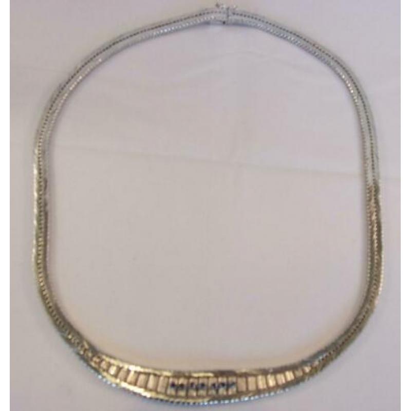 Prachtig zwaar antiek zilveren collier ketting met Saffieren