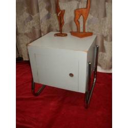Vintage Retro Jaren 60 Hout/Chroom Nachtkastje Kastje