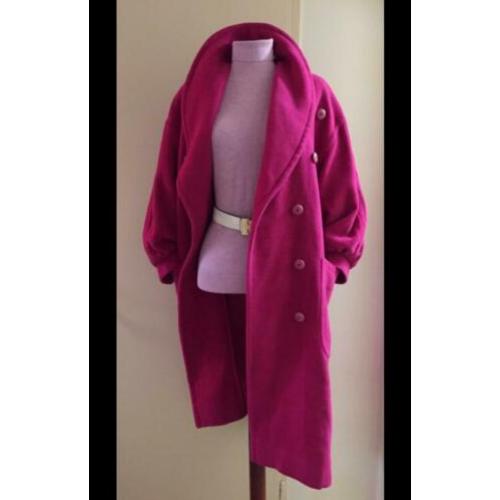 ESCADA 38 40 42 100% wollen mantel coat jas fuchsia roze