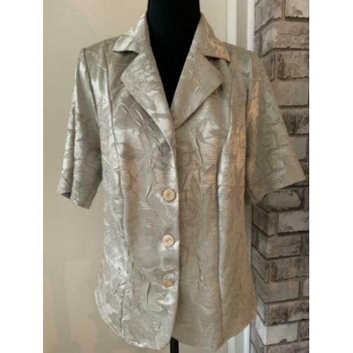 Beige champagne zomer jasje korte mouwen met print