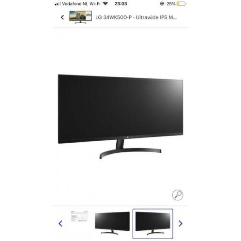 LG 34WK500-P - Ultrawide IPS Monitor - paar keer gebruikt