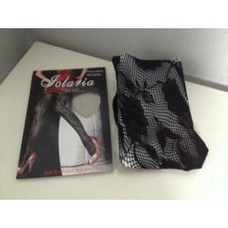 NIEUW zwart panty fish-net+bloem print one size jolaria
