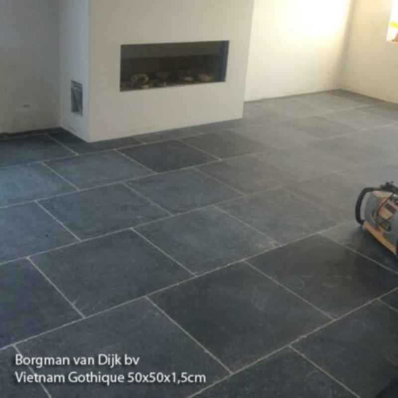 rustieke keukenvloer Vietnamees hardsteen 40x40 cm verouderd