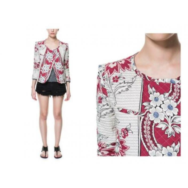 Zara quilted biker jasje bloemen print isabel marant stijl