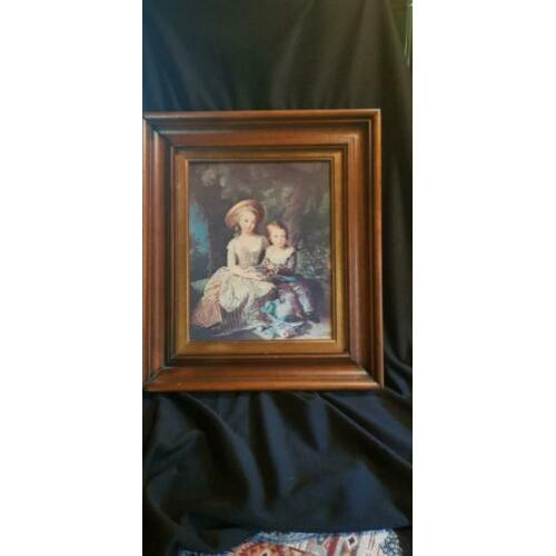 Schilderij prent in mooie lijst achter glas 45 x 38 cm