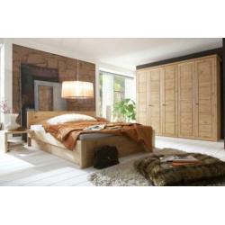 Grenen houten bed ODIN met 4 bedlades, Massief hout.
