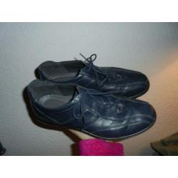 P46) blauw leer ecco schoenen maat 41 veter leer binnen en b