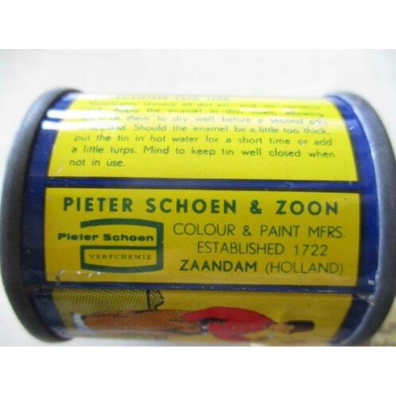 0066) origineel blikje pieter schoen zaandam volendam enamel