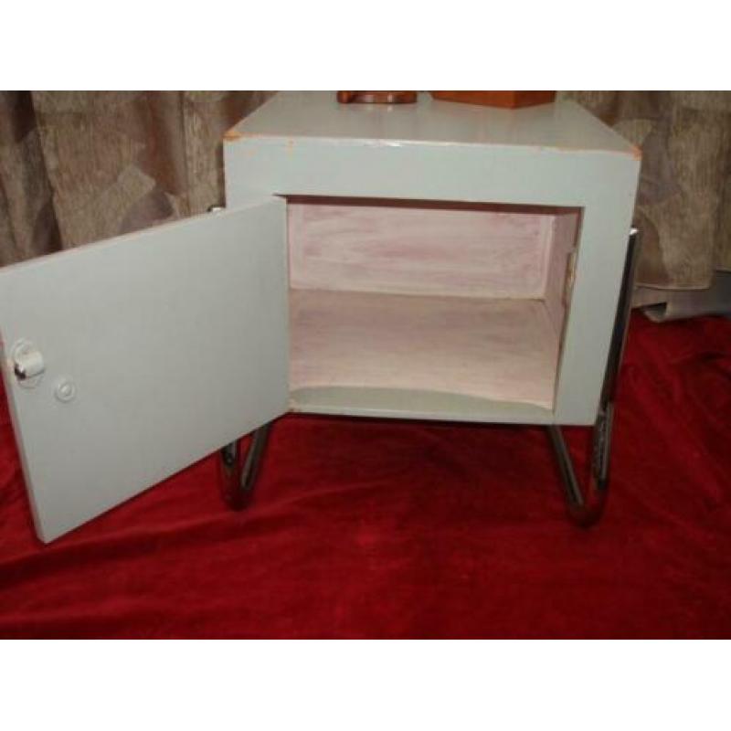 Vintage Retro Jaren 60 Hout/Chroom Nachtkastje Kastje