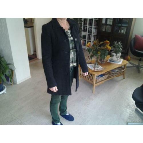 Donkergrijze wollen winterjas - maat 38 - incl. verzenden