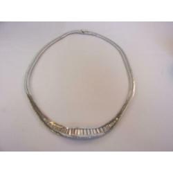 Prachtig zwaar antiek zilveren collier ketting met Saffieren