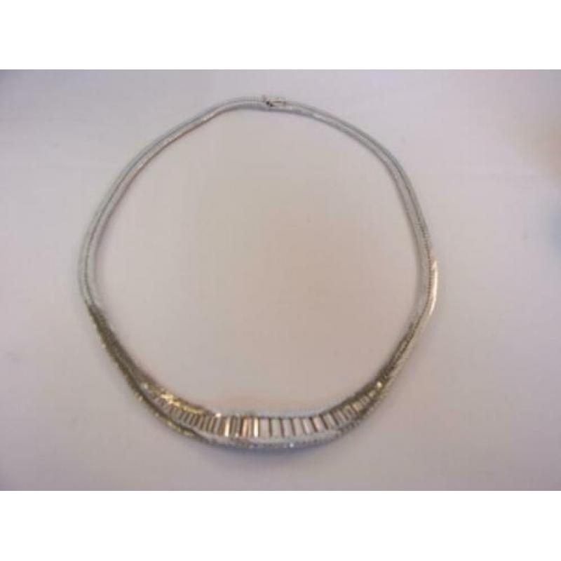Prachtig zwaar antiek zilveren collier ketting met Saffieren
