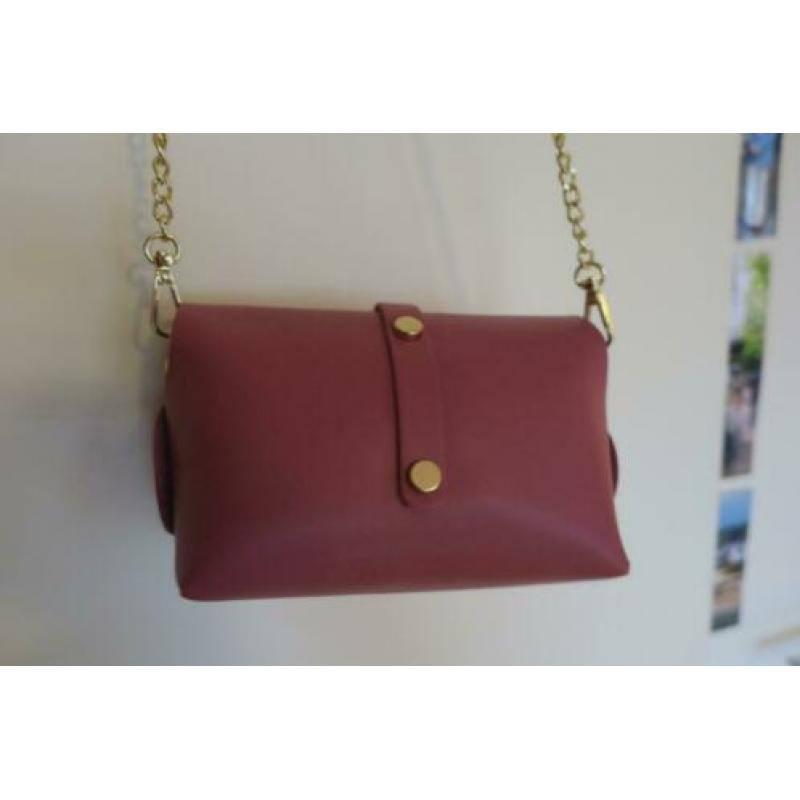 NIEUW leer designer Italy leer Pelle schoudertasje roze