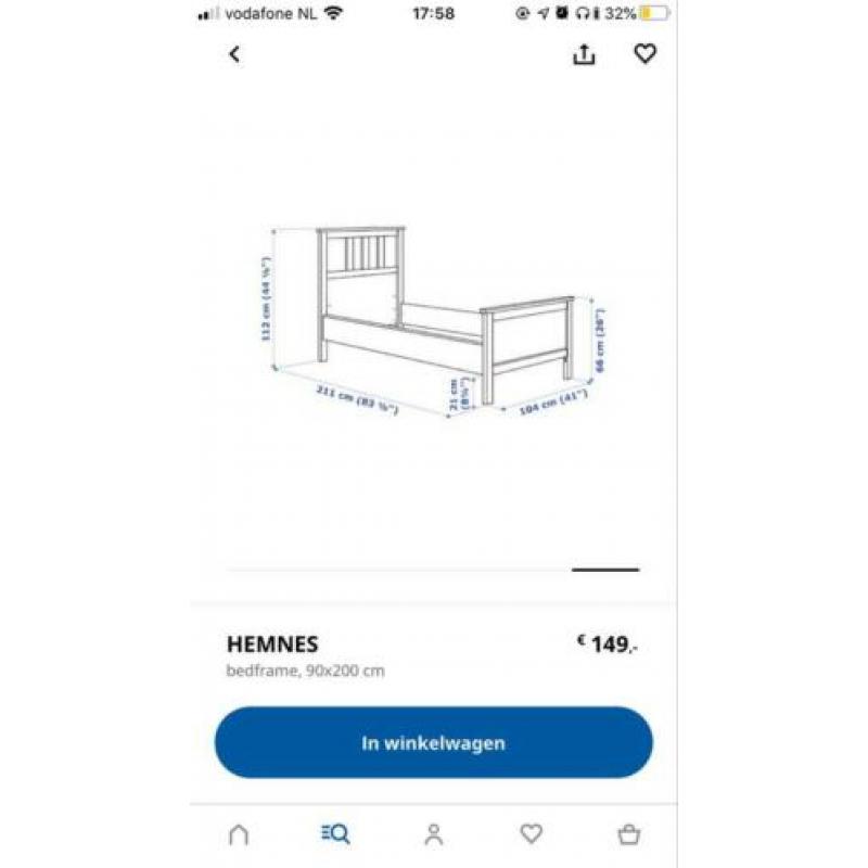 Mooi wit ikea 1 persoons bed + lattenbodem