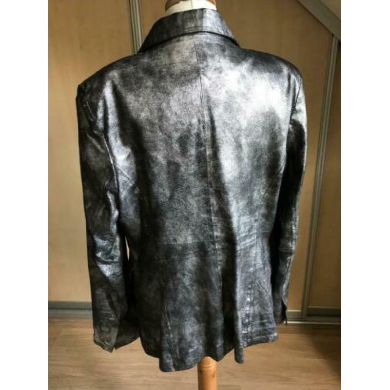 Enes zilveren leren blazer