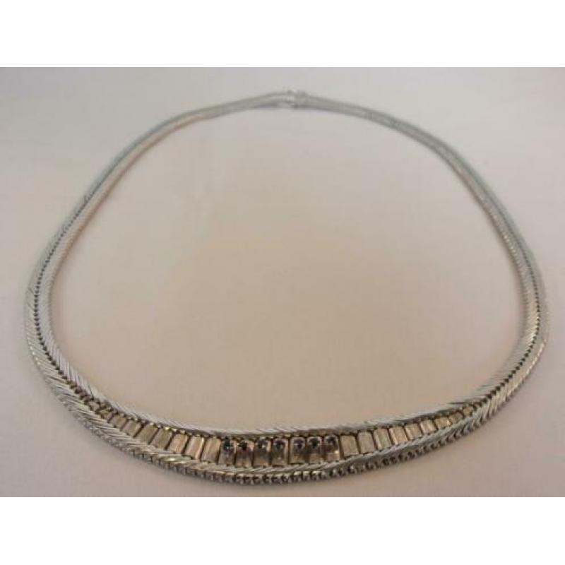 Prachtig zwaar antiek zilveren collier ketting met Saffieren