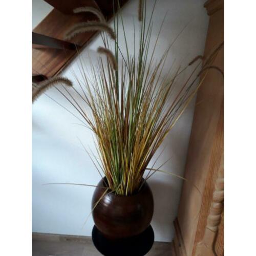 Kunstplant hoog siergras in bruine pot
