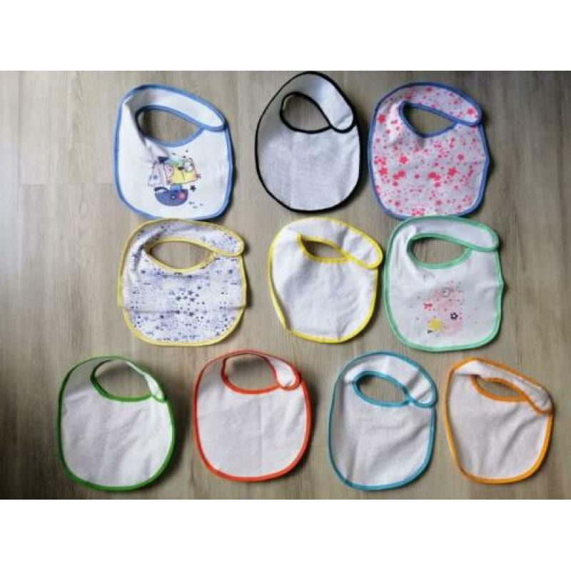 10 NIEUWE slabbetjes met plastic achterkant! Badstof+katoen