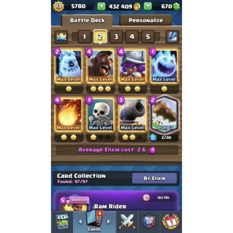 Clash Royale bijna alles maxed account