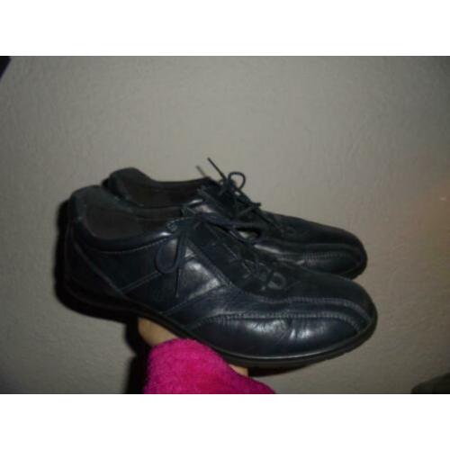 P46) blauw leer ecco schoenen maat 41 veter leer binnen en b