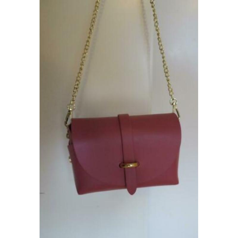 NIEUW leer designer Italy leer Pelle schoudertasje roze