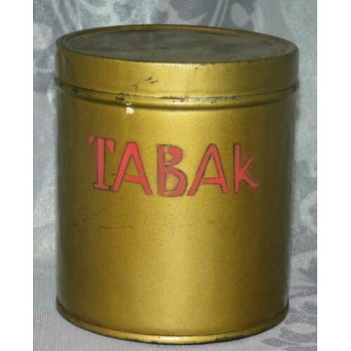 Oud goud kleurig tabaksblik tabak blik (1192)