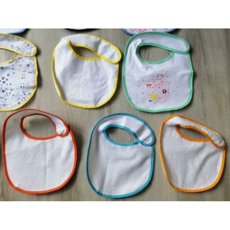 10 NIEUWE slabbetjes met plastic achterkant! Badstof+katoen