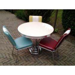 3 Amerikaanse diner stoelen + tafel Bel Air sixties fifties