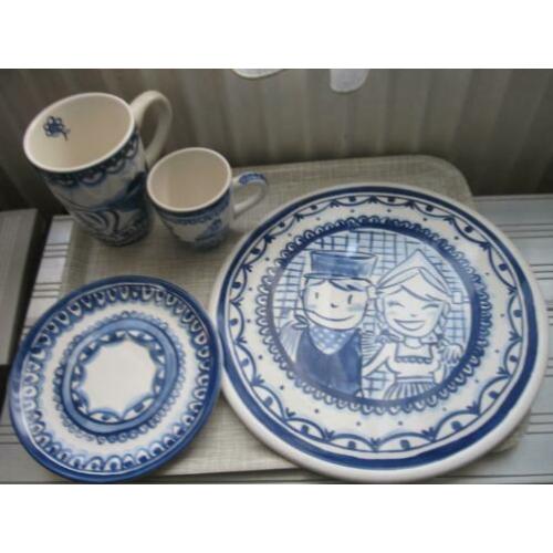 Blond delfts blauw plateau, XLbeker, minimok, schotel