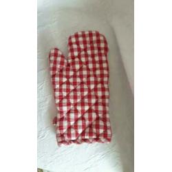 Keukenschort ovenwant en 2 pannelappen rood wit geruit