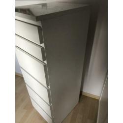 Ikea Ladekast 6 lades, wit, spiegelglas