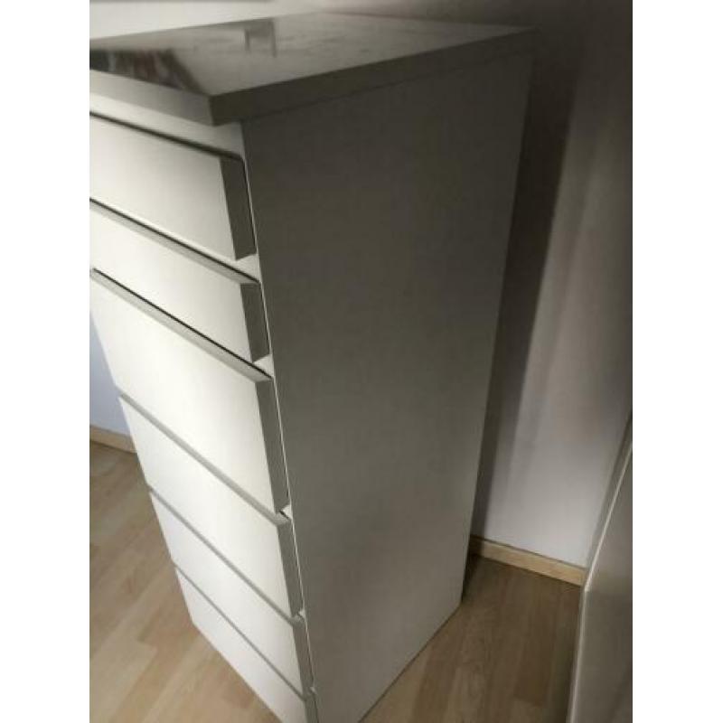 Ikea Ladekast 6 lades, wit, spiegelglas