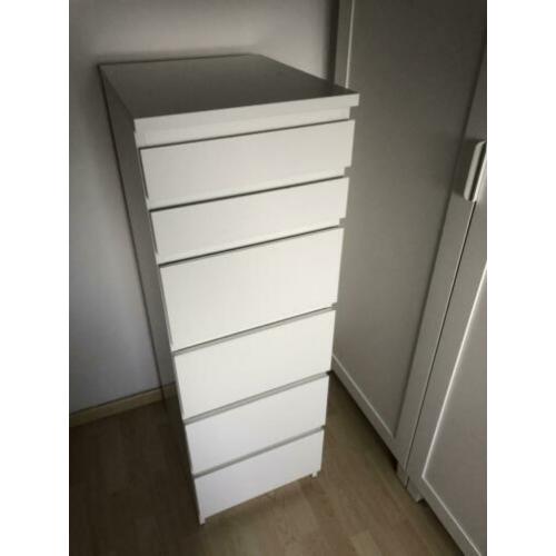Ikea Ladekast 6 lades, wit, spiegelglas