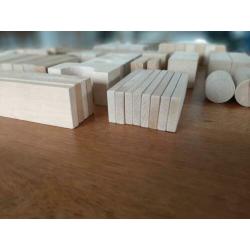 Blank houten blokken groot 70-delig in nieuwe katoenen zak