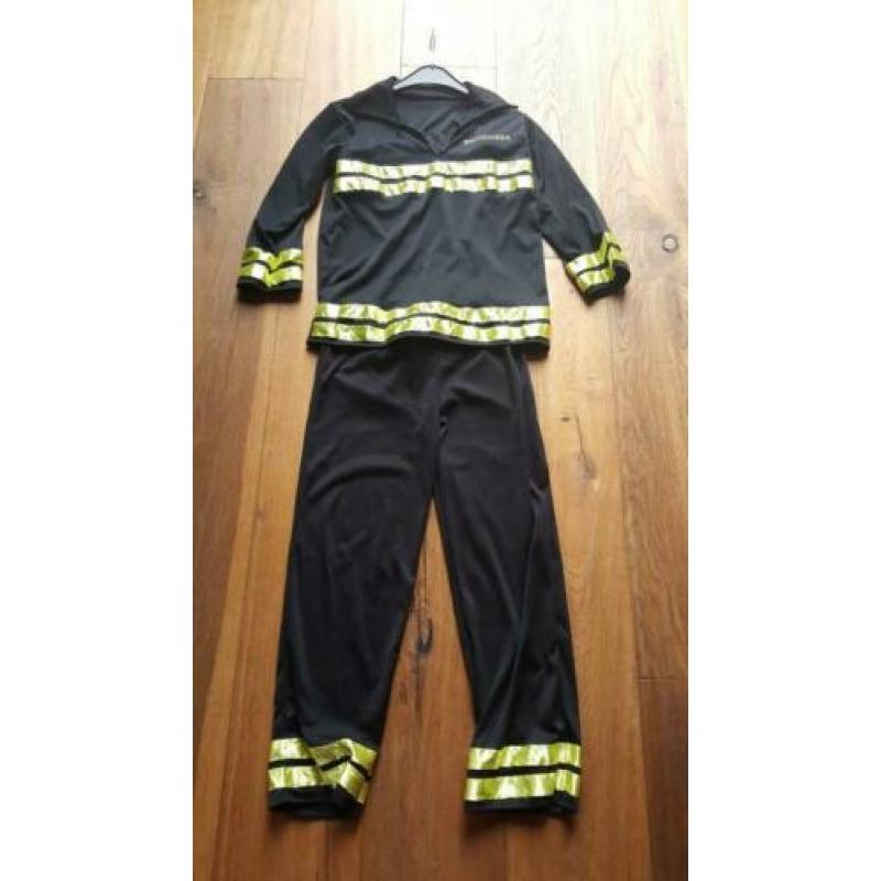 Brandweer pak met helm carnaval 7-10 jaar maat 122-128