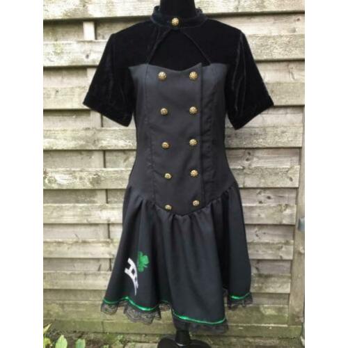 Carnaval zwarte jurk met fluweel en knopen M