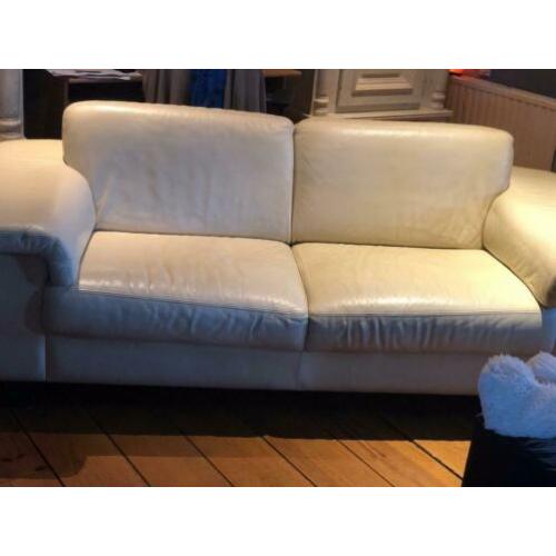 3 zitsbank leer beige netjes
