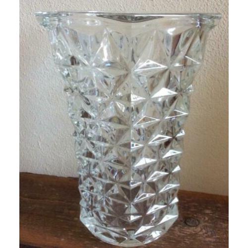 Kristallen vaas, facetgeslepen, zeshoekig, 20 cm hoog