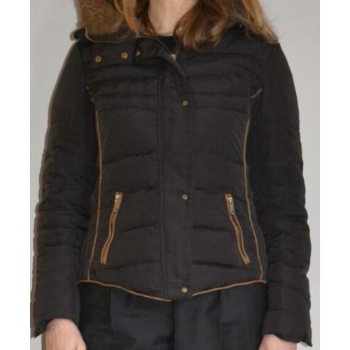 Zara zwart winterjack met capuchon XL/L