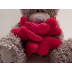'Me to you beer zittend met heel veel rode hartjes cadeautip