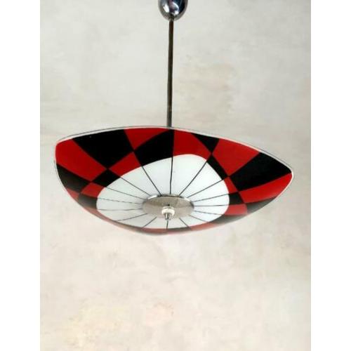 Seventies schaallamp glas chroom vintage 70ties design Ø50cm