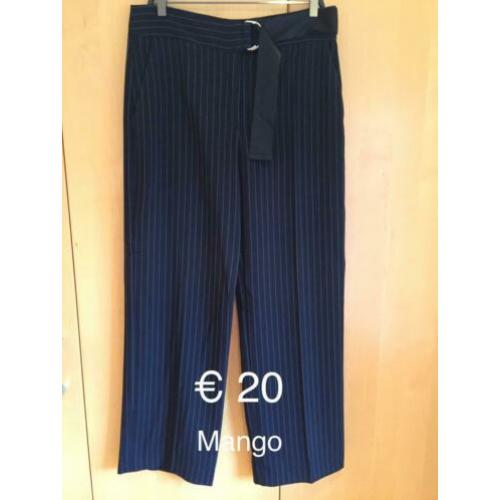 NIEUW Mango krijtstreep wijde pantalon maat 42 blauw