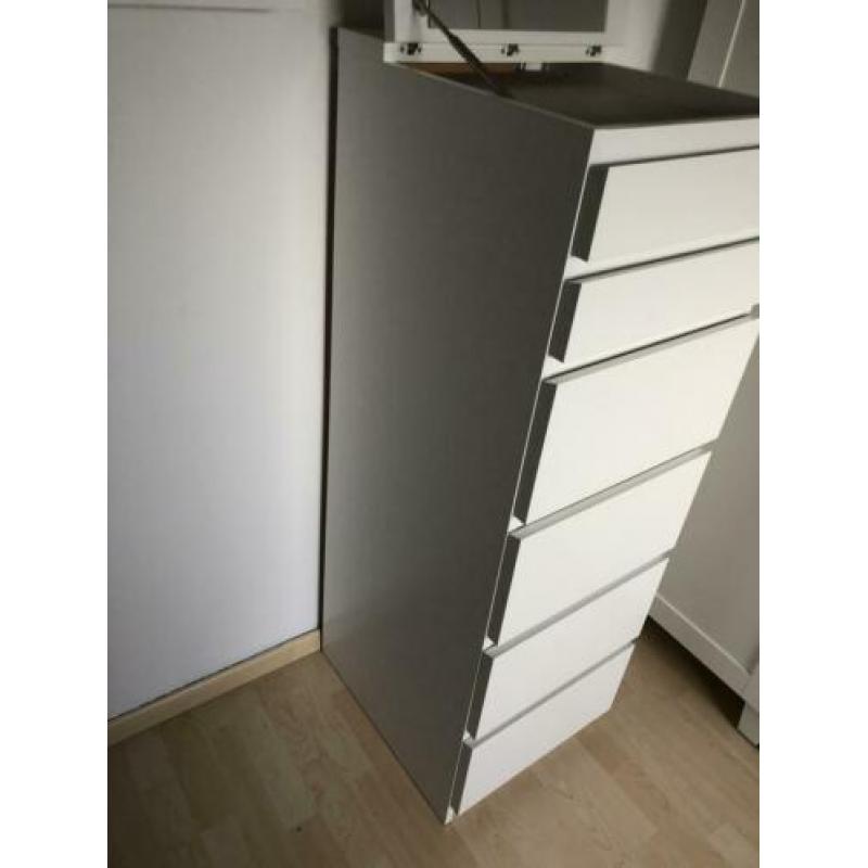 Ikea Ladekast 6 lades, wit, spiegelglas