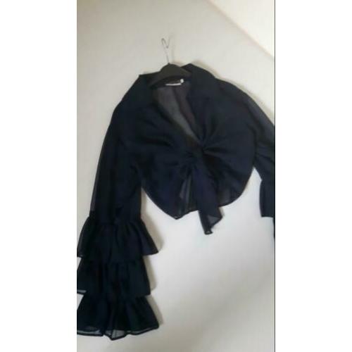 Blouse trompet klok mouwen donkerblauw Superstar S
