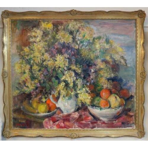 Georges Steel, compositie met bloemen en fruit
